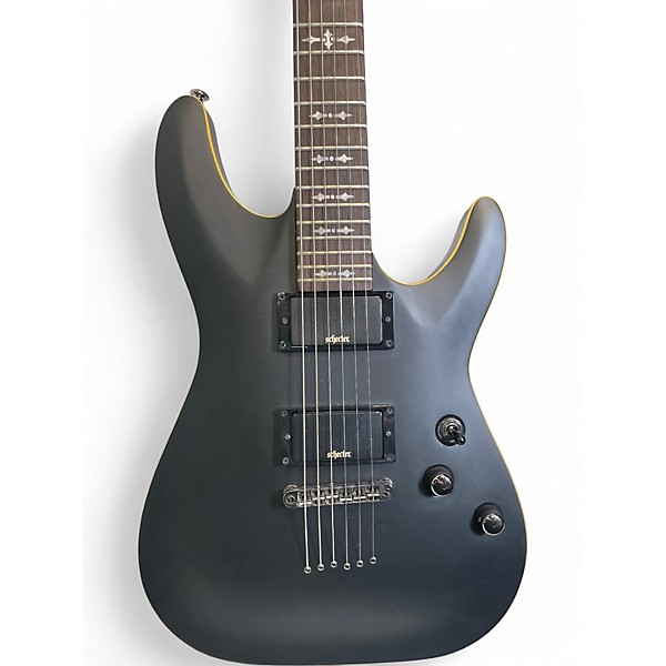 Used Schecter Guitar Research Damien 6 Black Solid Body Electric Guitar
