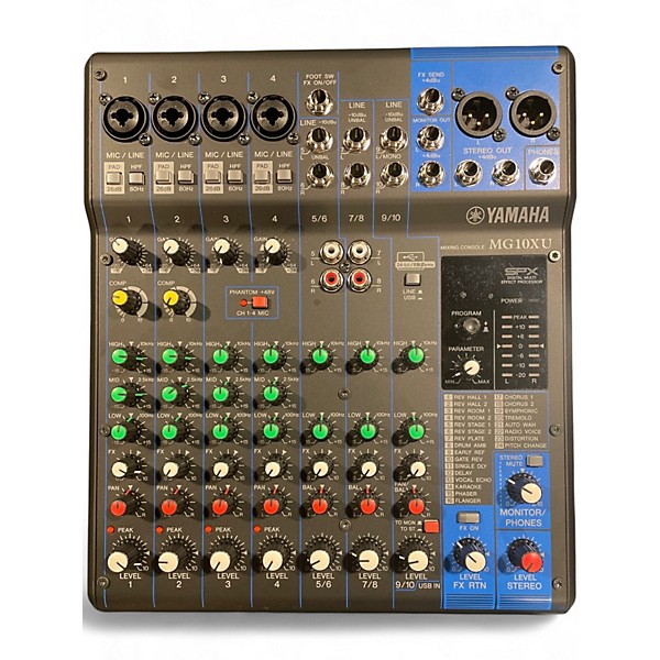 Used Yamaha MG10XU 10 Channel Mixer with Effects Unpowered Mixer