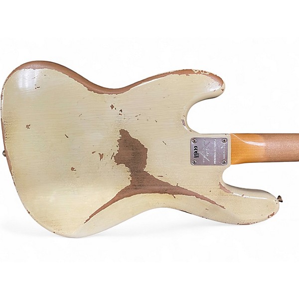 Used 2018 Fender Custom Shop 1960s Jazz Bass Heavy Relic Aged Olympic White Electric Bass Guitar