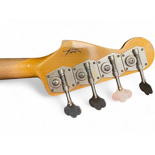 Used 2018 Fender Custom Shop 1960s Jazz Bass Heavy Relic Aged Olympic White Electric Bass Guitar