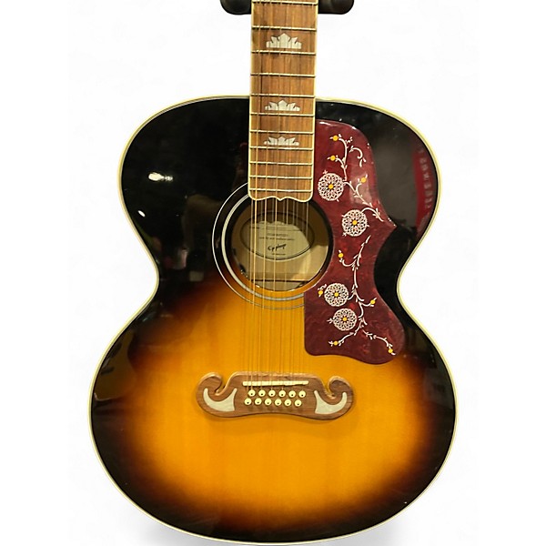Used Epiphone J200 3 Tone Sunburst 12 String Acoustic Electric Guitar