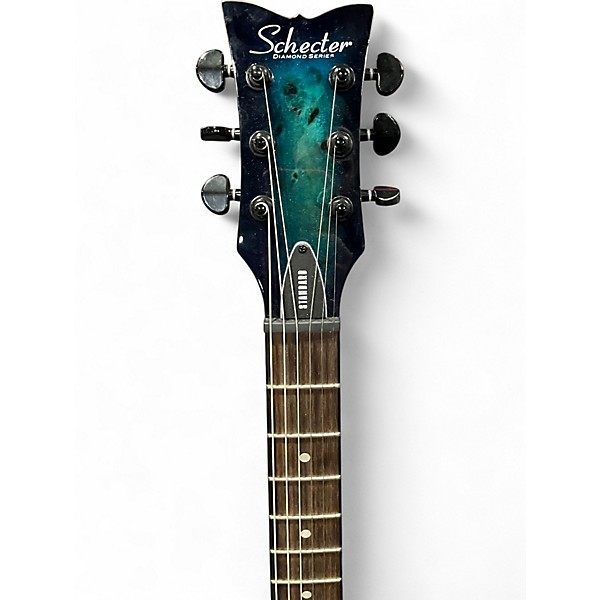 Used Schecter Guitar Research Solo Ocean Blue Burst Solid Body Electric Guitar