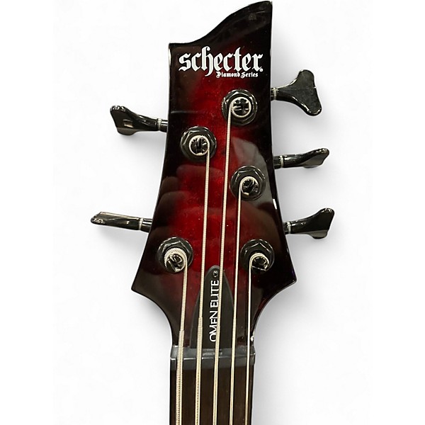 Used Schecter Guitar Research Omen 5 String Crimson Red Burst Electric Bass Guitar