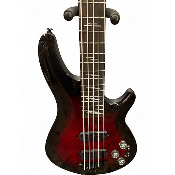 Used Schecter Guitar Research Omen 5 String Crimson Red Burst Electric Bass Guitar