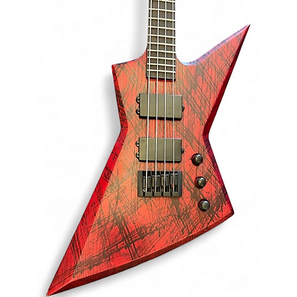 Used Solar Guitars CANIBALISMO E2.4 BLACK AND RED CERUSE Electric Bass Guitar