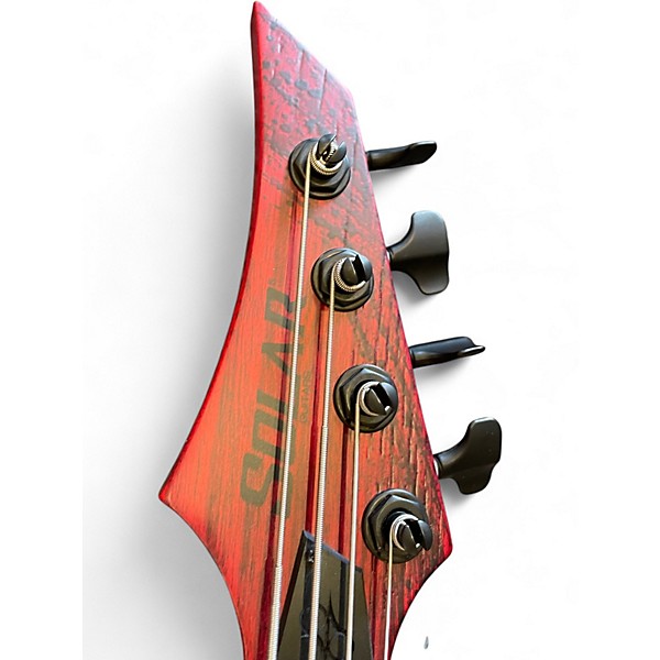 Used Solar Guitars CANIBALISMO E2.4 BLACK AND RED CERUSE Electric Bass Guitar