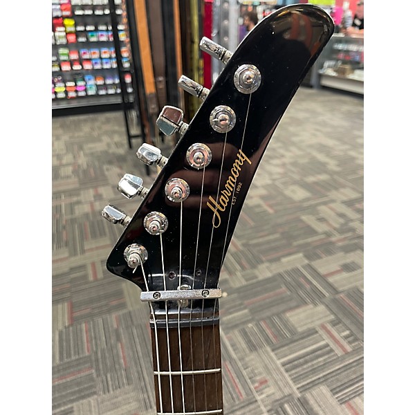 Vintage 1980s Harmony H818b Explorer Black Solid Body Electric Guitar