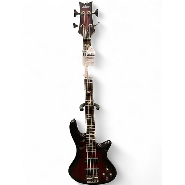 Used Schecter Guitar Research Stiletto Extreme 4 String Black Cherry Electric Bass Guitar