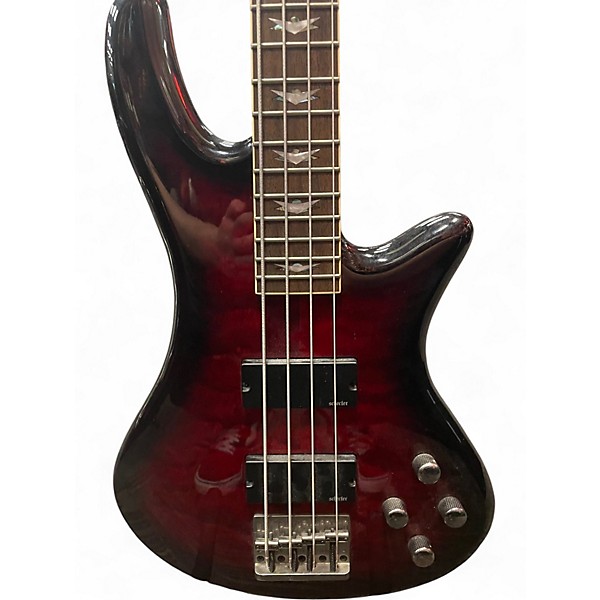 Used Schecter Guitar Research Stiletto Extreme 4 String Black Cherry Electric Bass Guitar