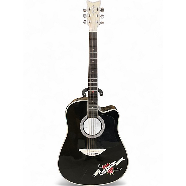 Used Esteban Crystal Heart Black and Bedazzled Acoustic Guitar