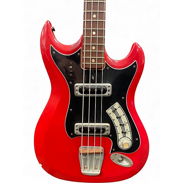 Vintage 1960s Hagstrom HII-B Red Electric Bass Guitar