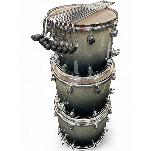 Used PDP by DW 8 Piece X7 Series 8 Piece Drum Set Silver Sparkle Fade Drum Kit