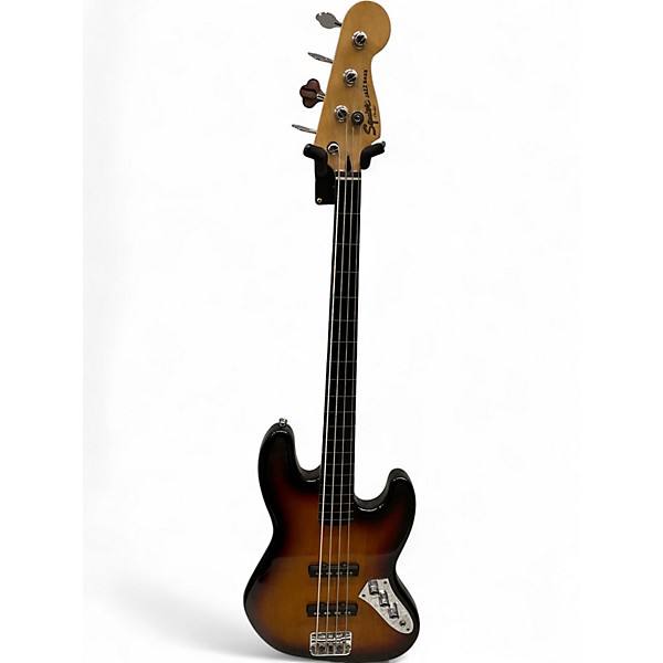 Used Squier Vintage Modified Fretless Jazz Bass 3 Tone Sunburst Electric Bass Guitar