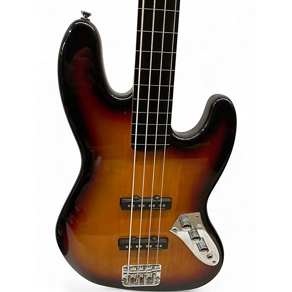 Used Squier Vintage Modified Fretless Jazz Bass 3 Tone Sunburst Electric Bass Guitar