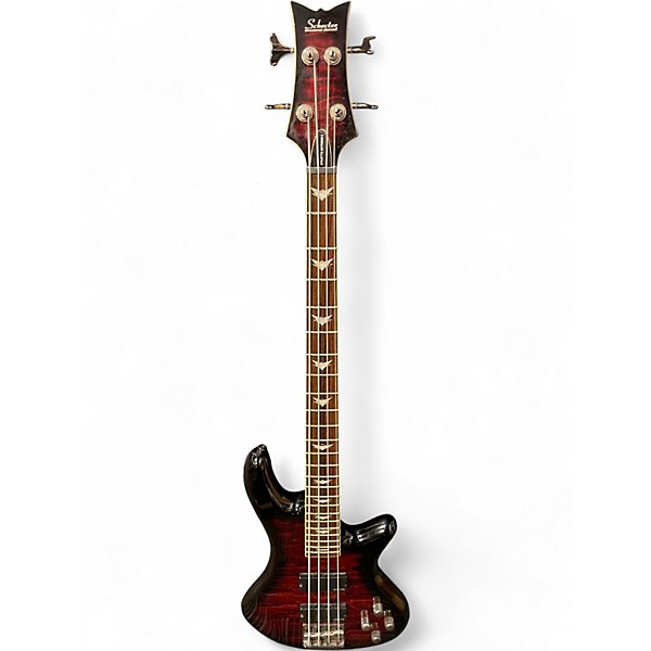 Used Schecter Guitar Research Stiletto Extreme 4 String Cherry Sunburst Electric Bass Guitar
