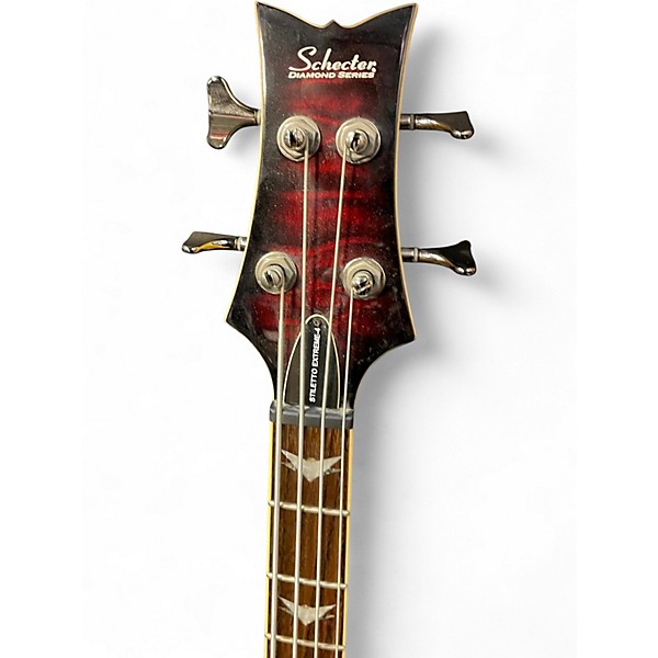 Used Schecter Guitar Research Stiletto Extreme 4 String Cherry Sunburst Electric Bass Guitar