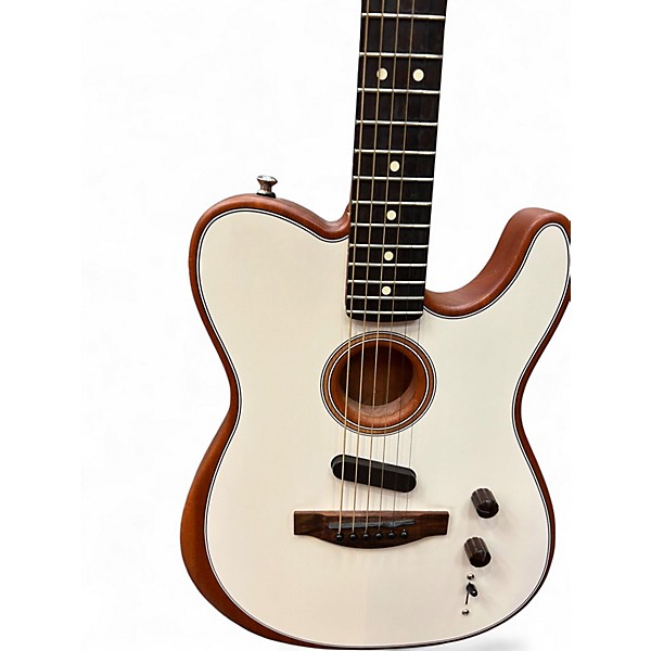 Used Fender Acoustasonic Player Telecaster White Acoustic Electric Guitar