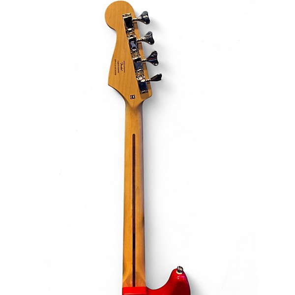 Used Squier Bronco Candy Apple Red Electric Bass Guitar Candy