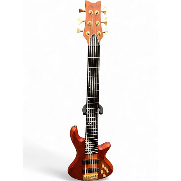 Used Schecter Guitar Research Stiletto Studio 6 String Amber Electric Bass Guitar