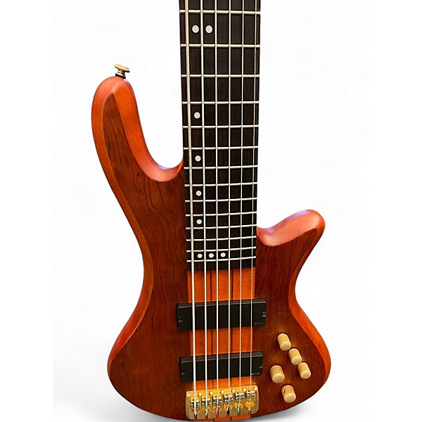 Used Schecter Guitar Research Stiletto Studio 6 String Amber Electric Bass Guitar