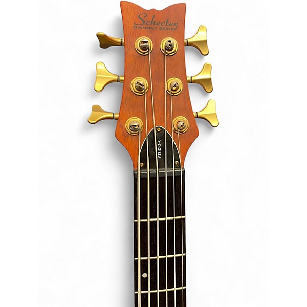 Used Schecter Guitar Research Stiletto Studio 6 String Amber Electric Bass Guitar