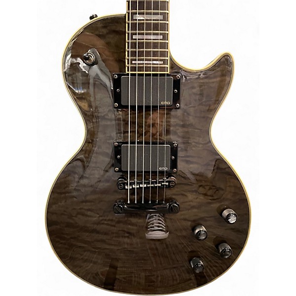 Used Epiphone Prophecy Les Paul Custom Plus Trans Black Solid Body Electric Guitar