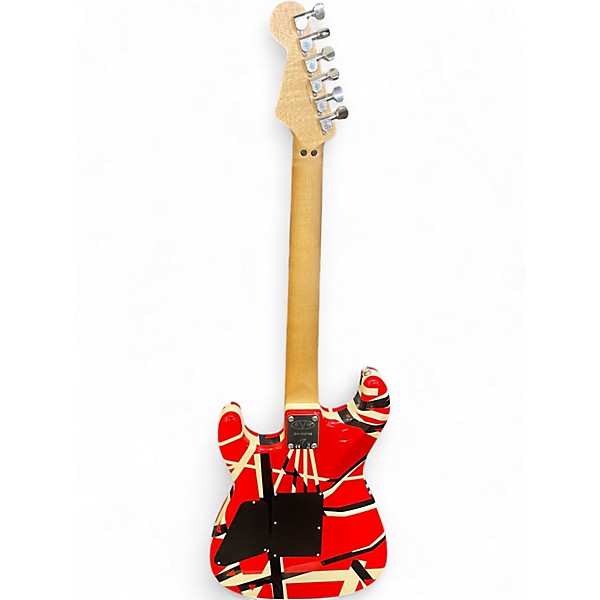 Used EVH Striped Series Red with Black and White Stripes Solid Body Electric Guitar