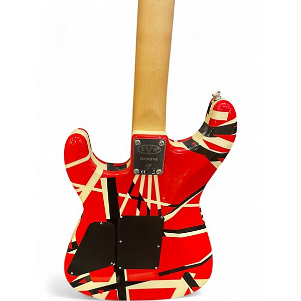 Used EVH Striped Series Red with Black and White Stripes Solid Body Electric Guitar