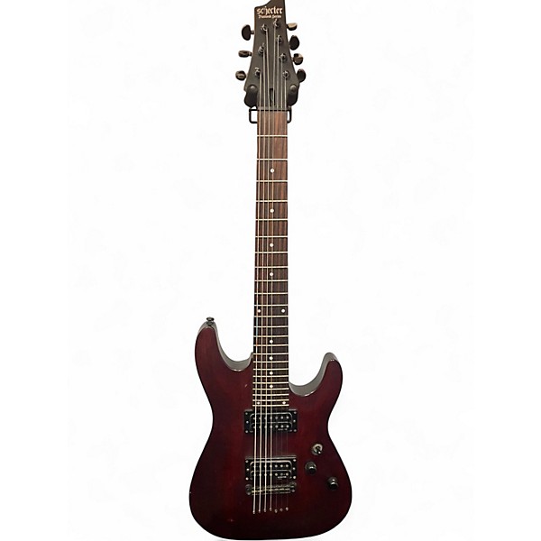 Used Schecter Guitar Research Omen 7 Satin Red Solid Body Electric Guitar