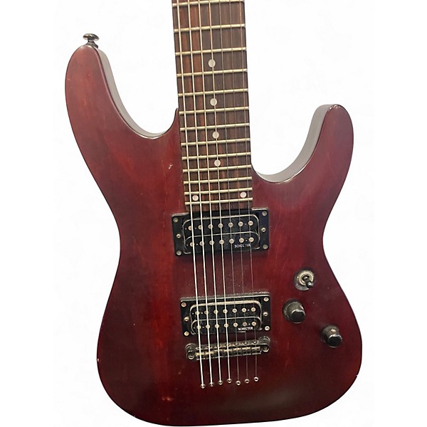 Used Schecter Guitar Research Omen 7 Satin Red Solid Body Electric Guitar