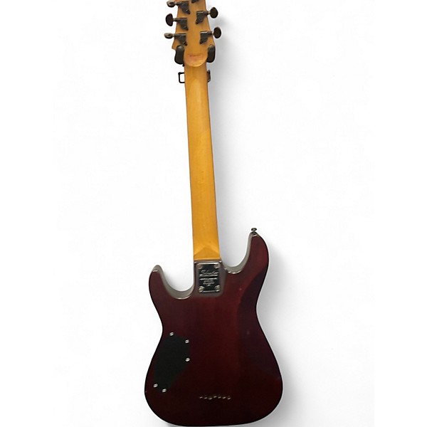 Used Schecter Guitar Research Omen 7 Satin Red Solid Body Electric Guitar