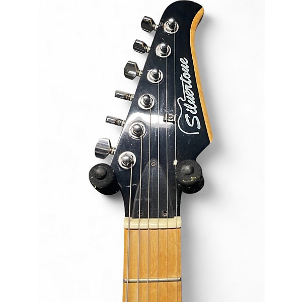 Used Silvertone St Style Black and White Solid Body Electric Guitar