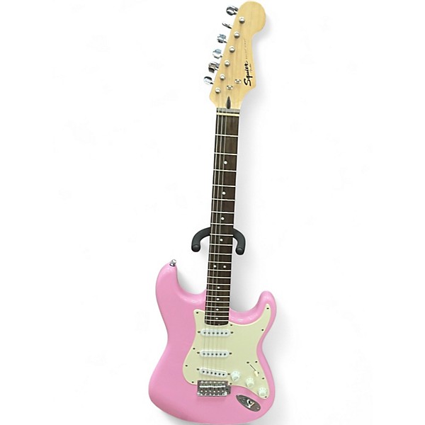 Used Squier Bullet Stratocaster Pink Solid Body Electric Guitar