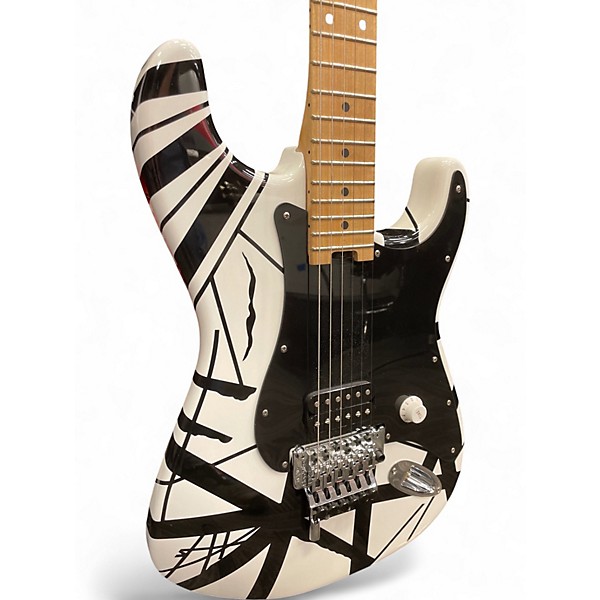 Used 2013 EVH Striped Series Black and White Solid Body Electric Guitar