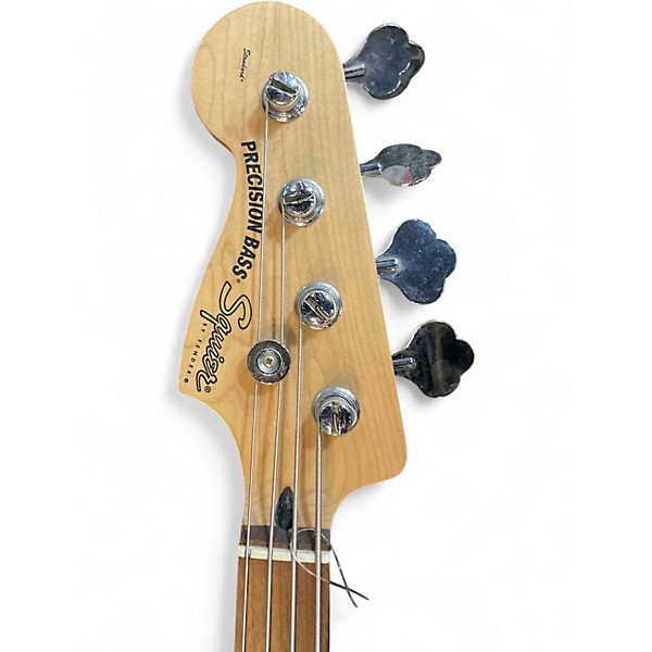 Used Squier Precision Bass Left Handed Black Electric Bass Guitar