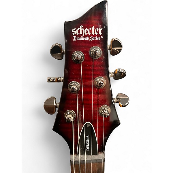 Used Schecter Guitar Research Demon 6 Crimson Burst Solid Body Electric Guitar