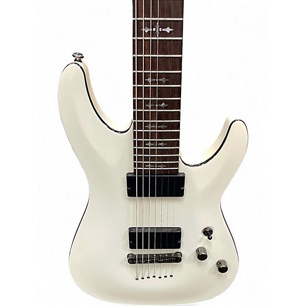 Used Schecter Guitar Research Demon 7 String Arctic White Solid Body Electric Guitar