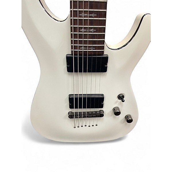 Used Schecter Guitar Research Demon 7 String Arctic White Solid Body Electric Guitar