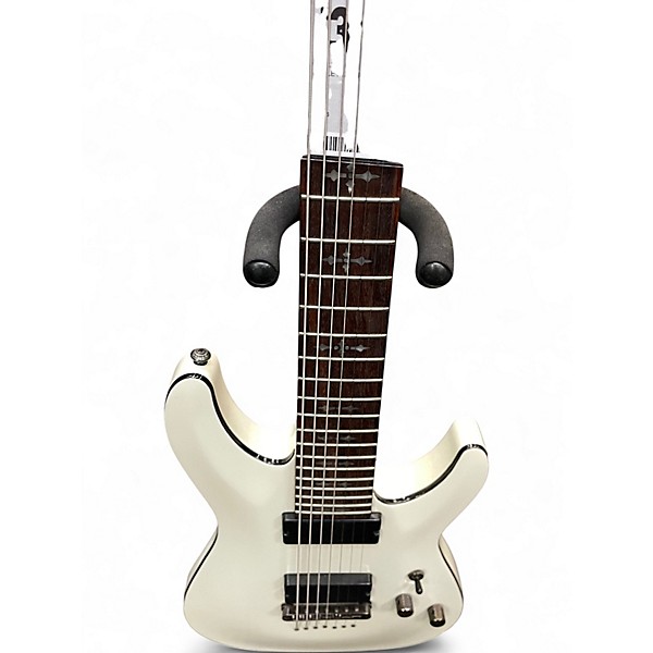Used Schecter Guitar Research Demon 7 String Arctic White Solid Body Electric Guitar