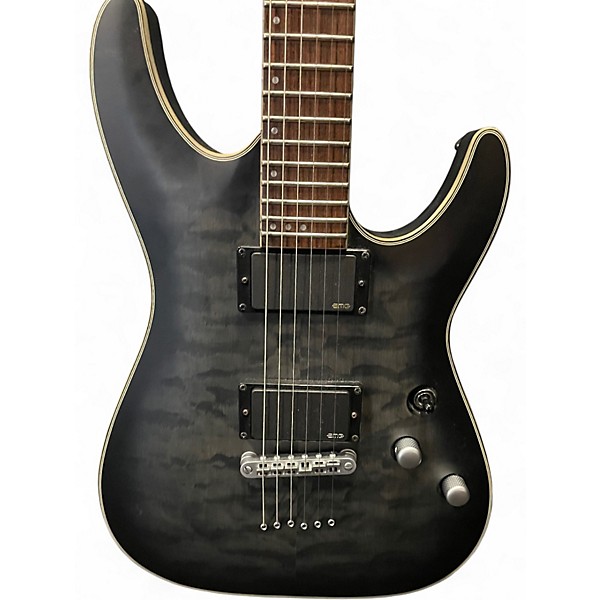 Used Schecter Guitar Research C1 Platinum Trans Black Solid Body Electric Guitar