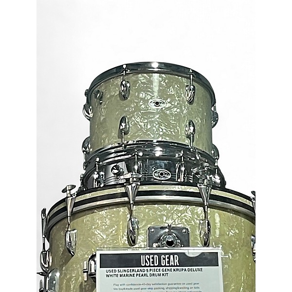 Used Slingerland 5 Piece Gene Krupa Deluxe White Marine Pearl Drum Kit