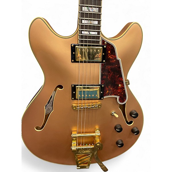 Used D'Angelico deluxe dc matte rose gold Hollow Body Electric Guitar