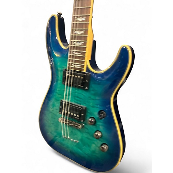Used Schecter Guitar Research Omen Extreme 6 Ocean Blue Burst Solid Body Electric Guitar