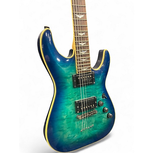 Used Schecter Guitar Research Omen Extreme 6 Ocean Blue Burst Solid Body Electric Guitar