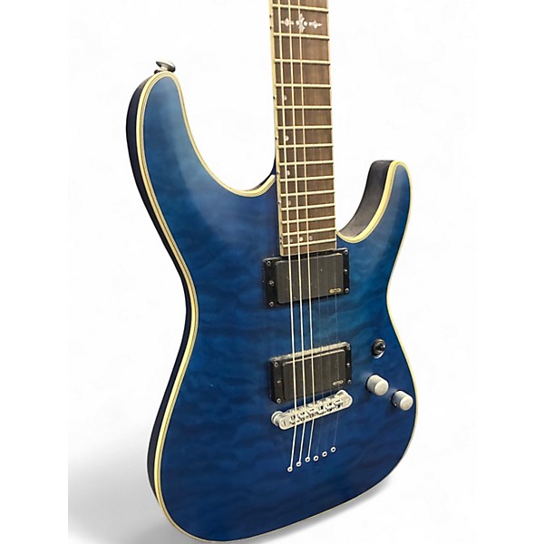 Used Schecter Guitar Research C1 Platinum transparent midnight blue Solid Body Electric Guitar