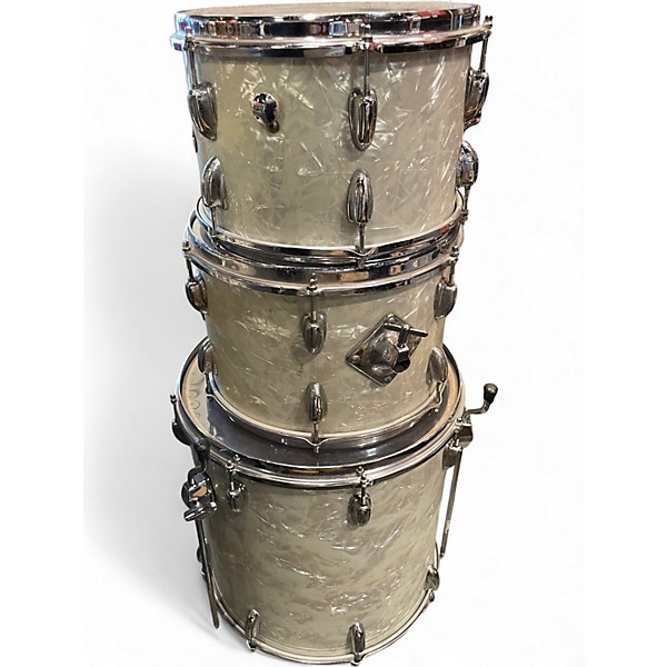 Used Slingerland 4 Piece Gene Krupa WHITE MOTHER OF PEARL Drum Kit