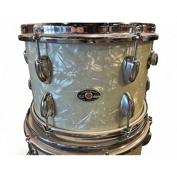 Used Slingerland 4 Piece Gene Krupa WHITE MOTHER OF PEARL Drum Kit