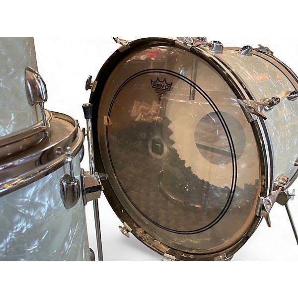 Used Slingerland 4 Piece Gene Krupa WHITE MOTHER OF PEARL Drum Kit