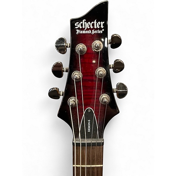 Used Schecter Guitar Research Demon 6 TRANS CRIMSON RED Solid Body Electric Guitar