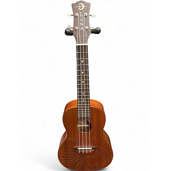 Used Luna Tattoo Concert Natural Ukulele